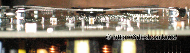 Bottom of board showing where pressure is being applied by the xclamps.