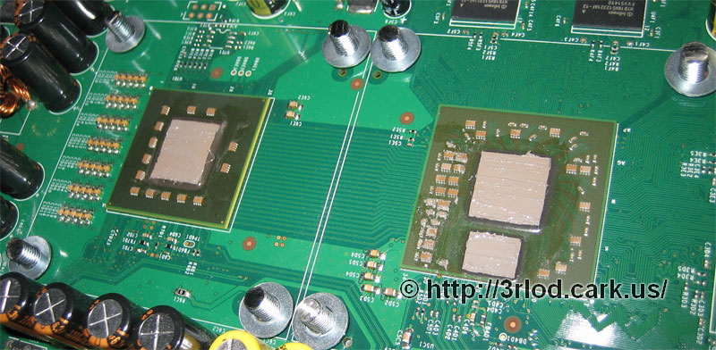 GPU and CPU covered in Arctic Silver 5. Spread evenly, or use a rise sized blob. 